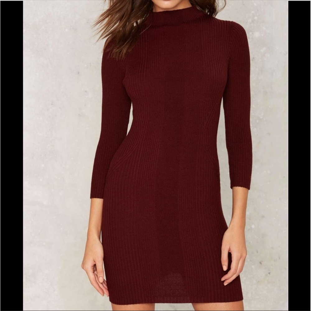 Ribbed Mock Neck Mini Dress